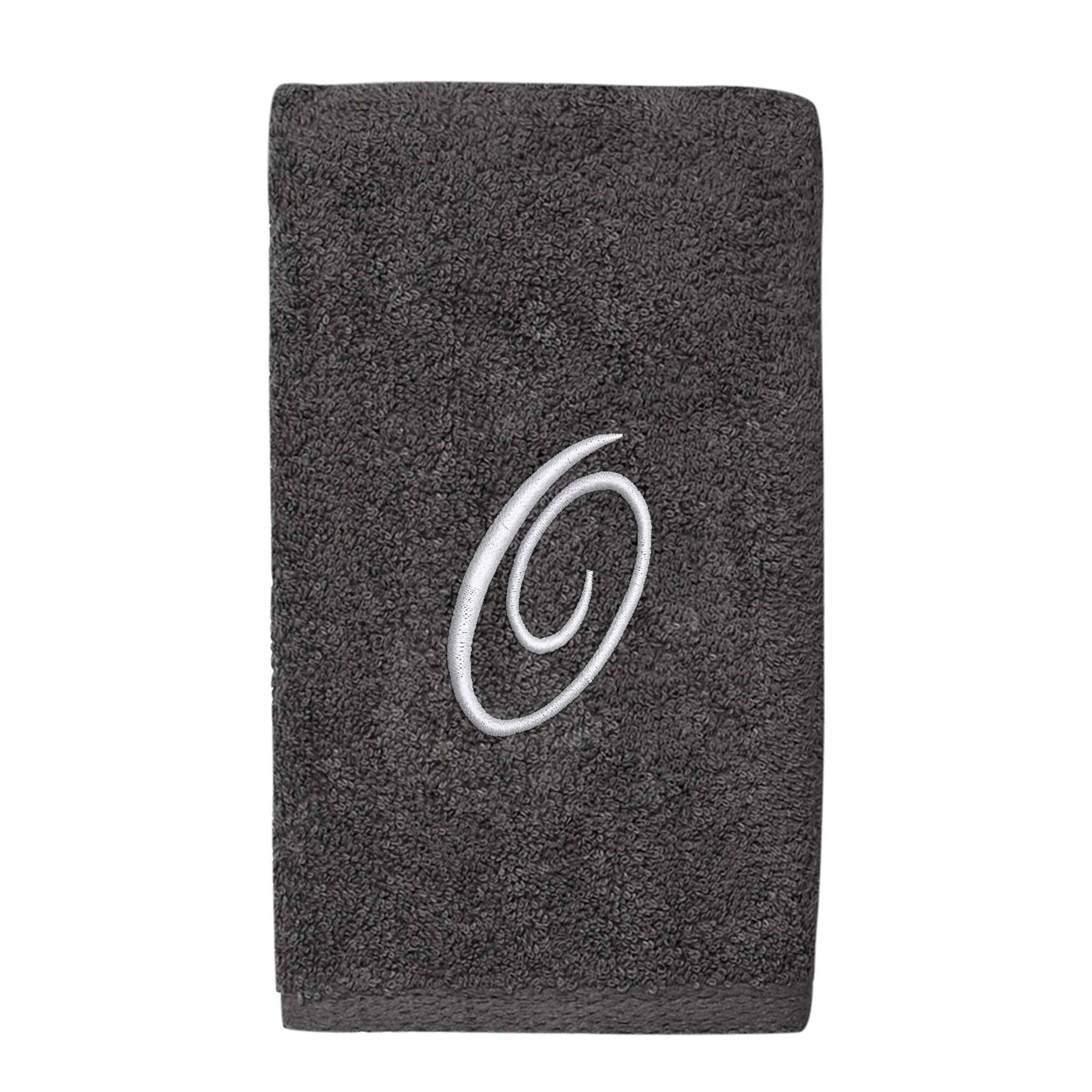Avanti Linens  Granite/Silver Script Monogram Hand Towel Letter O - Hand Towel
