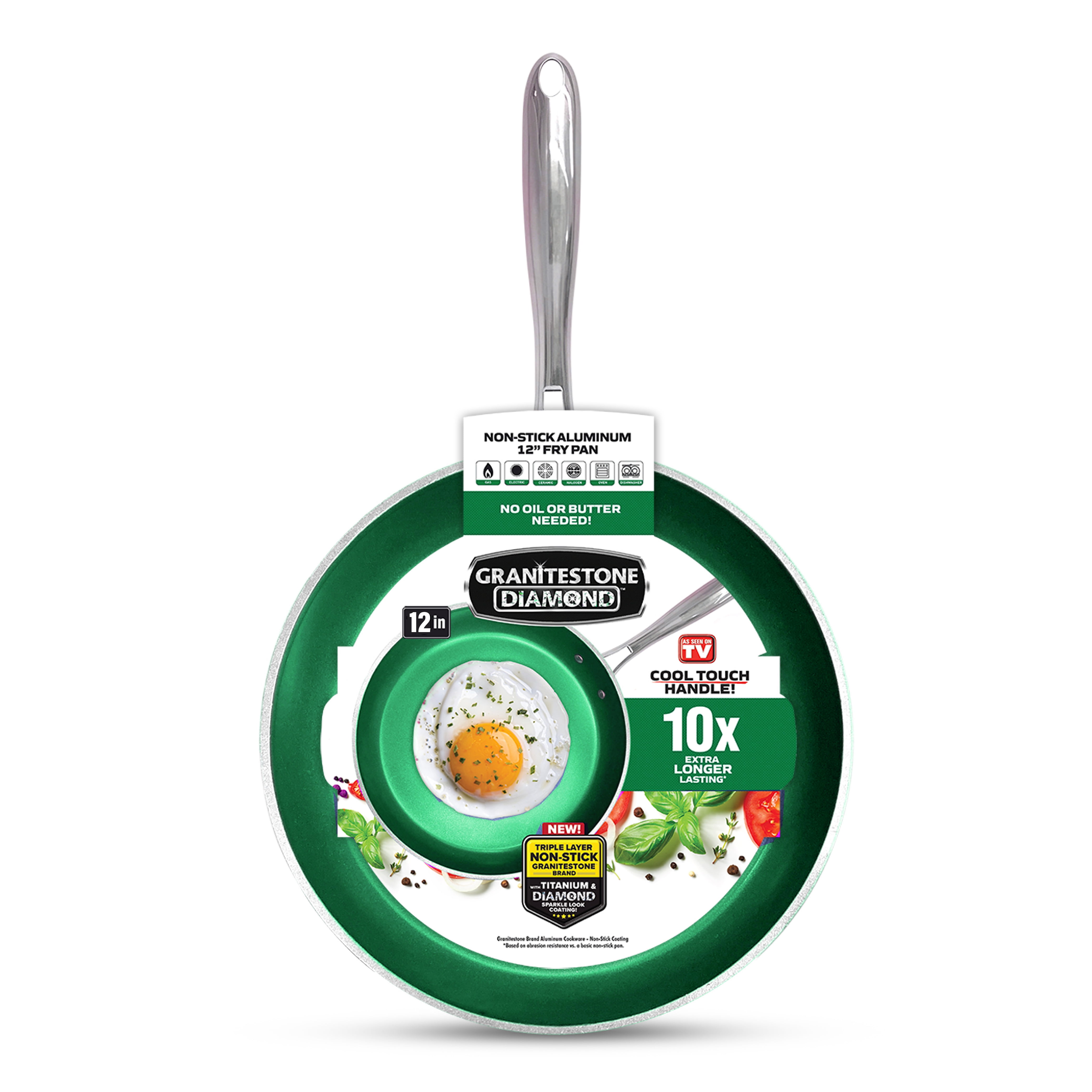 Emerald Green 12" Aluminum Nonstick Fry Pan with Ceramic Coating