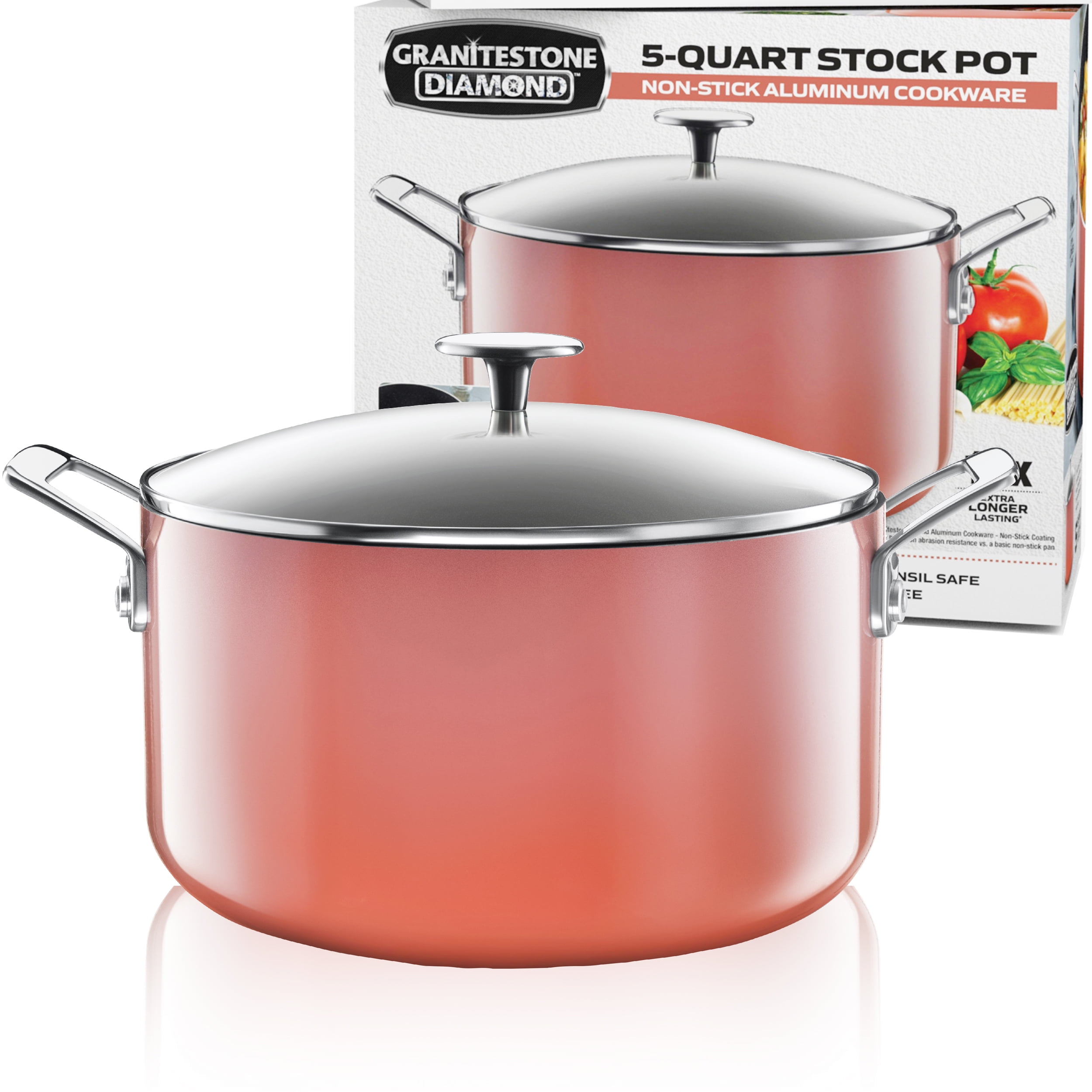 Marblestone Xylan Non-Stick 5 Quart Stock Pot with Lid