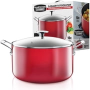 Granitestone Diamond 5 Qt Nonstick Stock Pot Soup Pot Pasta Pot Stew Pot with Tempered Glass Lid-Oven & Dishwasher Safe