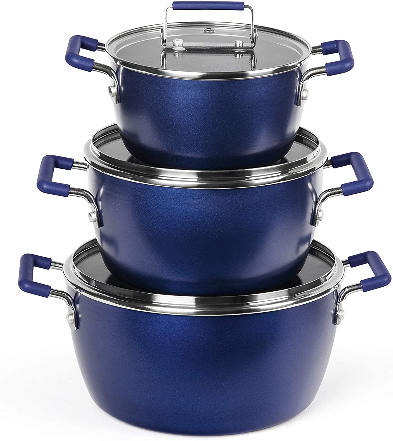 Caannasweis 11 Pieces Pots and Pans Granite Stone Cookware Set Non Stick  Pot Set, Nonstick Cooking Pots BLUE