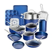 Granite Stone Blue 20 Piece Pots and Pans Set, Nonstick Cookware & Bakeware Set