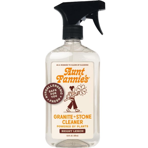 Granite and Stone Cleaner, Plant Based Daily Countertop Spray for Granite, Stone, Marble, Soapstone, Quartz, Slate, Laminate, and other Sealed Surfaces, Bright Lemon Scent, Pack of 1