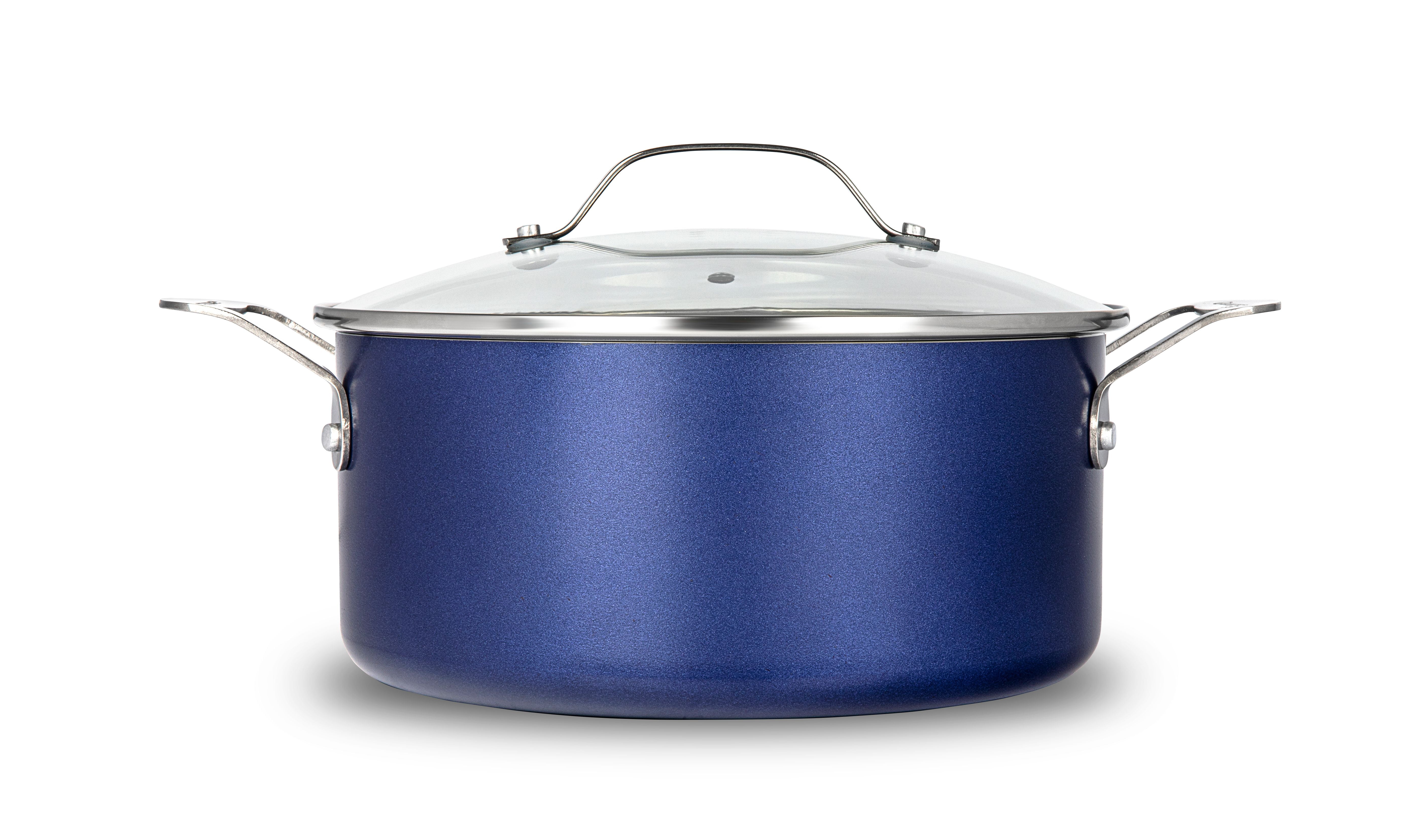 5QT Stock Pot with Lid - Nonstick Saucepan Cooking Pot Pasta Pot with USA  Blue Gradient Granite Derived Coating, Heat-resisted Silicon