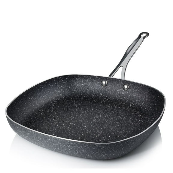 Granite Stone Diamond 9.5" Ultimate Nonstick Triple Coated Square Frying Pan, Scratch Resistant, Oven Safe, Dishwasher Safe, Black