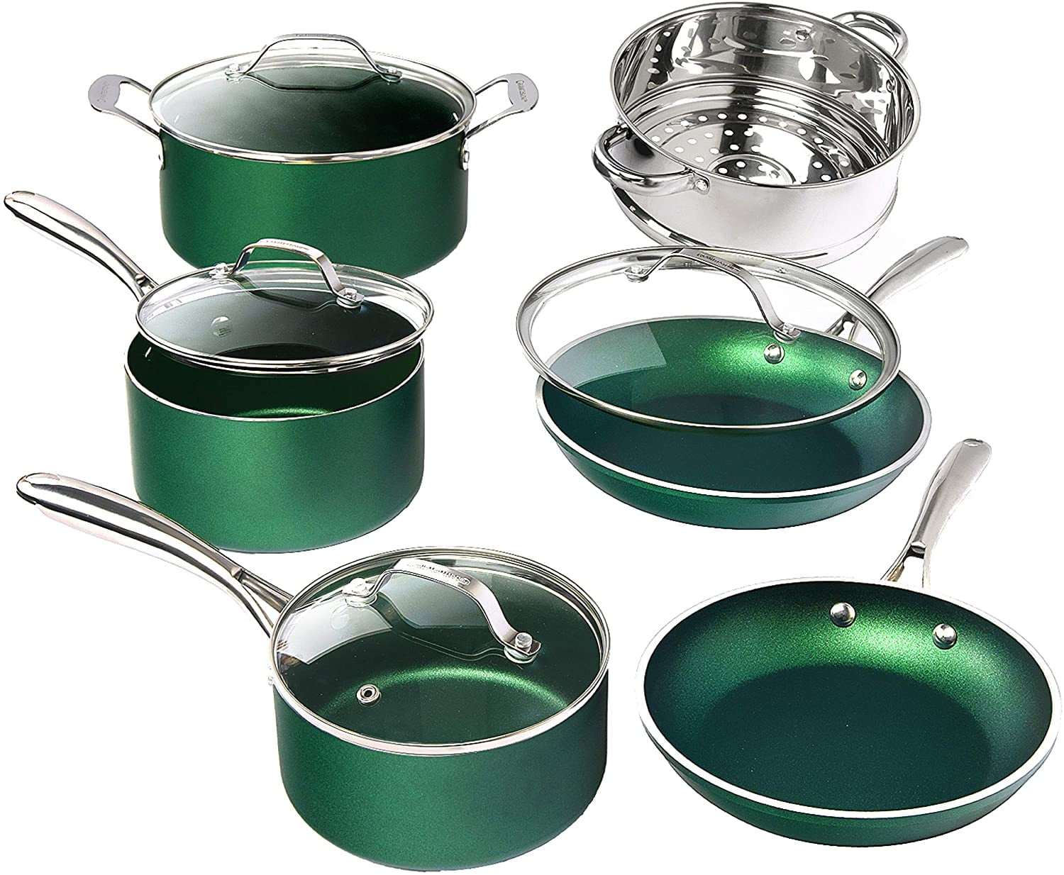 Emerald Titanium Coated Cookware Set - 10 Pieces – Top Tiles Home