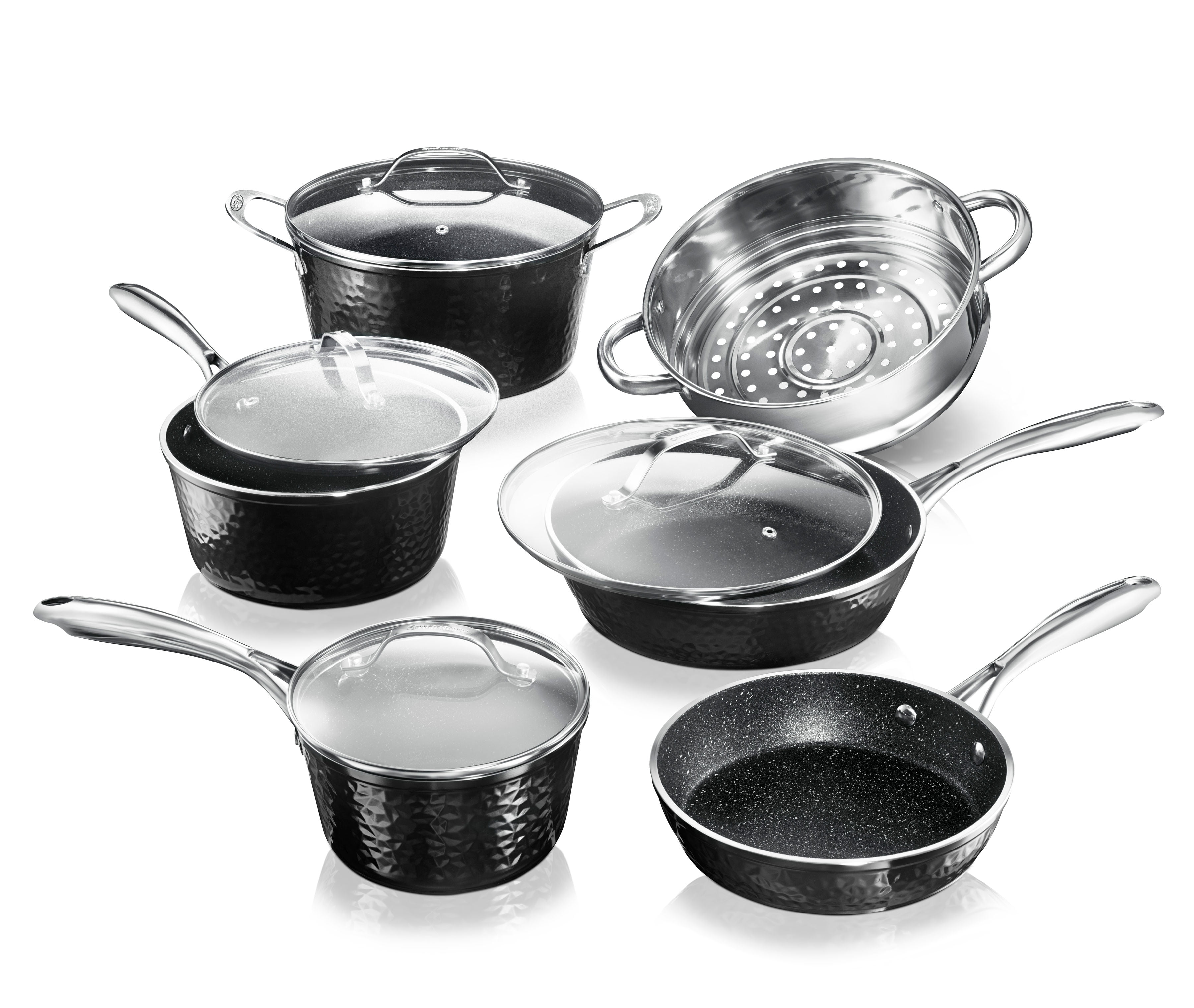 Copper Chef Black Diamond 10-Piece Non-Stick Pots & Pans Stackable Cookware  Set