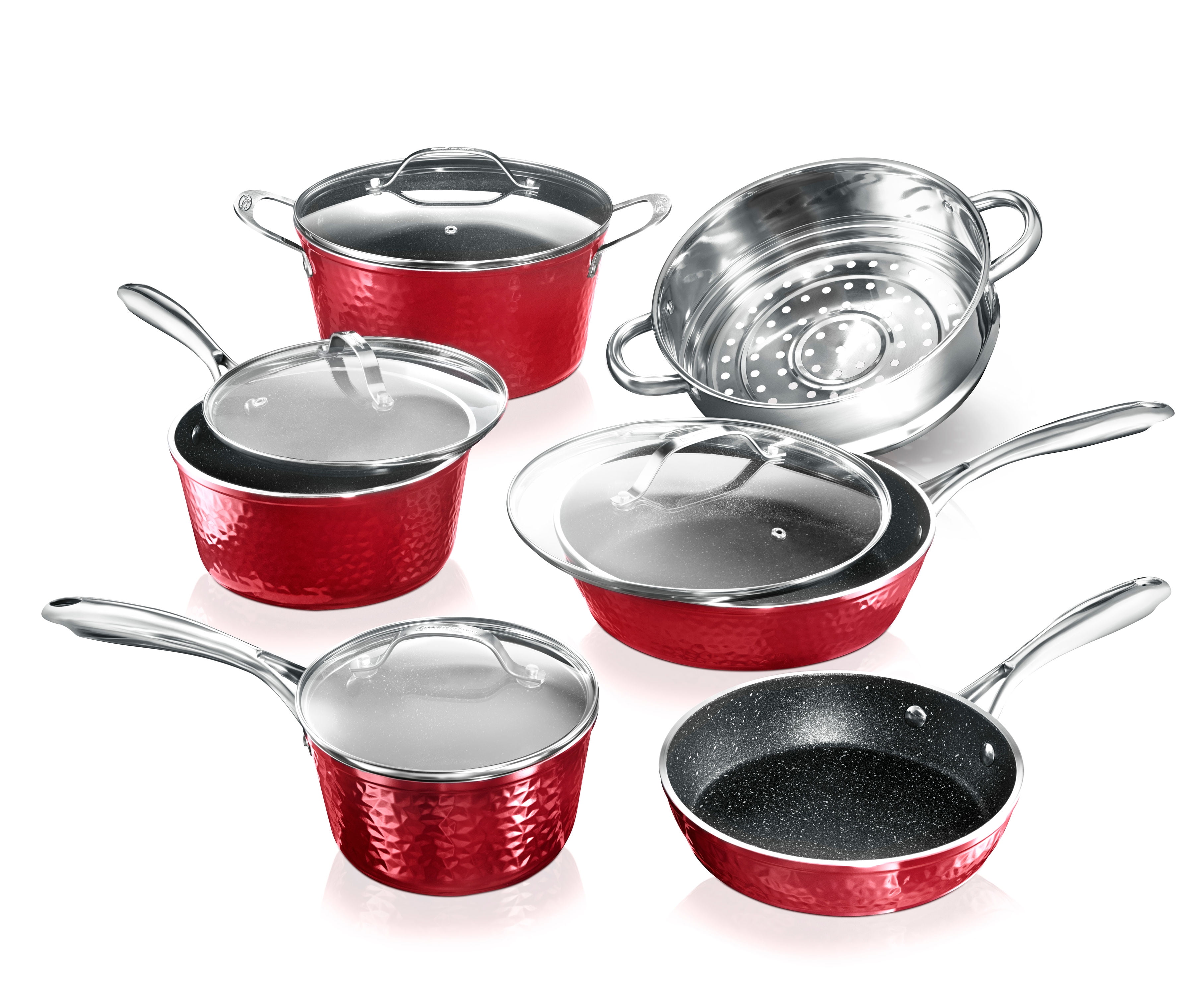 Granite Stone Hammered Titanium NonStick Diamond Infused 10 Piece