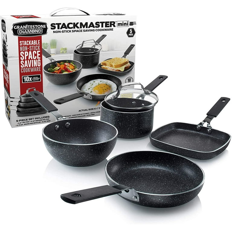 GRANITESTONE Stackmaster 15 Pcs Pots and Pans Set Induction-compatible,  Nonstick Cookware Set, Scratch-Resistant, Granite-coated - AliExpress