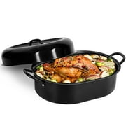 Granite Stone Oval Roaster Pan, Small 16” Ultra Nonstick Roasting Pan with Lid
