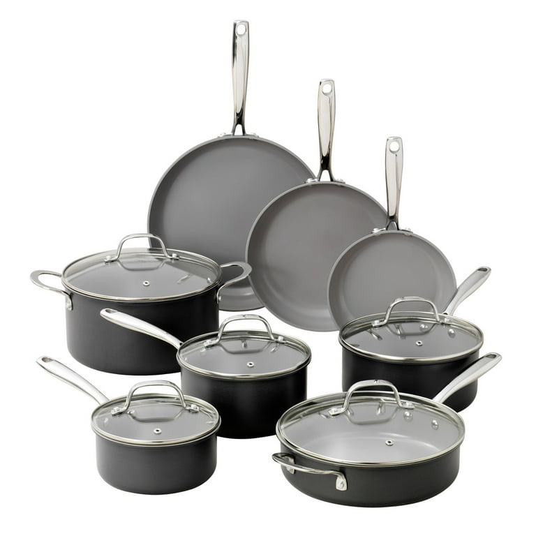 SENSARTE Nonstick Ceramic Cookware Set 13-Piece, Healthy Pots and Pans Set,  Non-toxic Kitchen Cooking Set with Stay-Cool Handles, Silicone Tools and