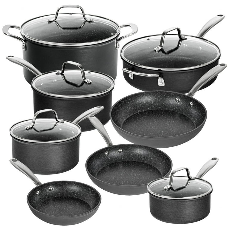 Granitestone Pro Pots and Pans Set 5 Piece Hard Anodized Premium Chef's  Cookware with Ultra Nonstick Diamond & Mineral Coating, Stainless Steel  Stay