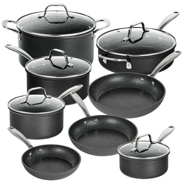 Granite Stone Pro Hard Anodized Pots and Pans Set Premium Nonstick