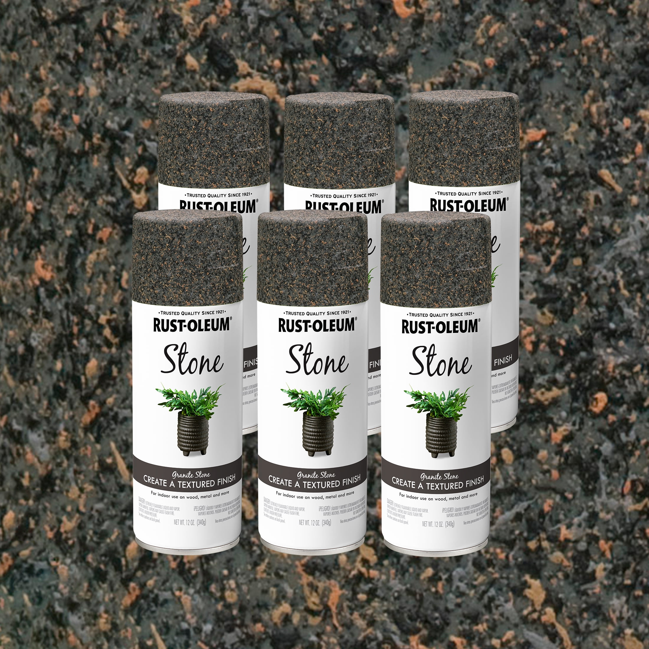 6 Pack, Granite Stone, Rust-Oleum American Accents Textured Spray