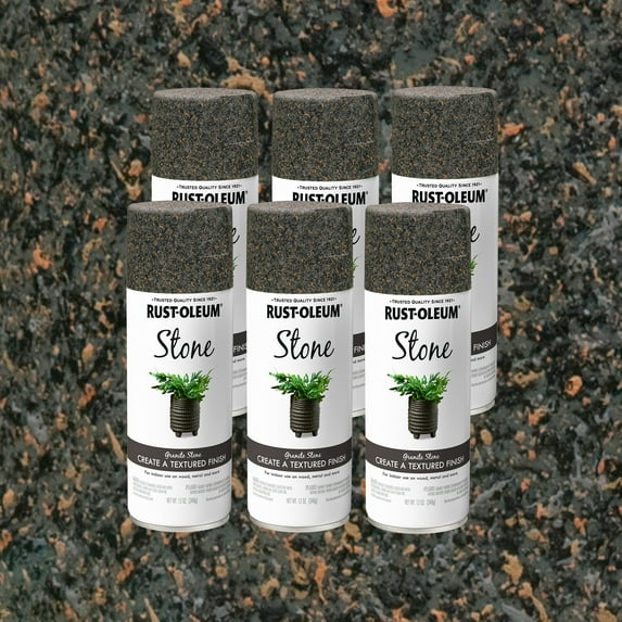 6 Pack, Granite Stone, Rust-Oleum American Accents Textured Spray Paint-238323, 12 oz
