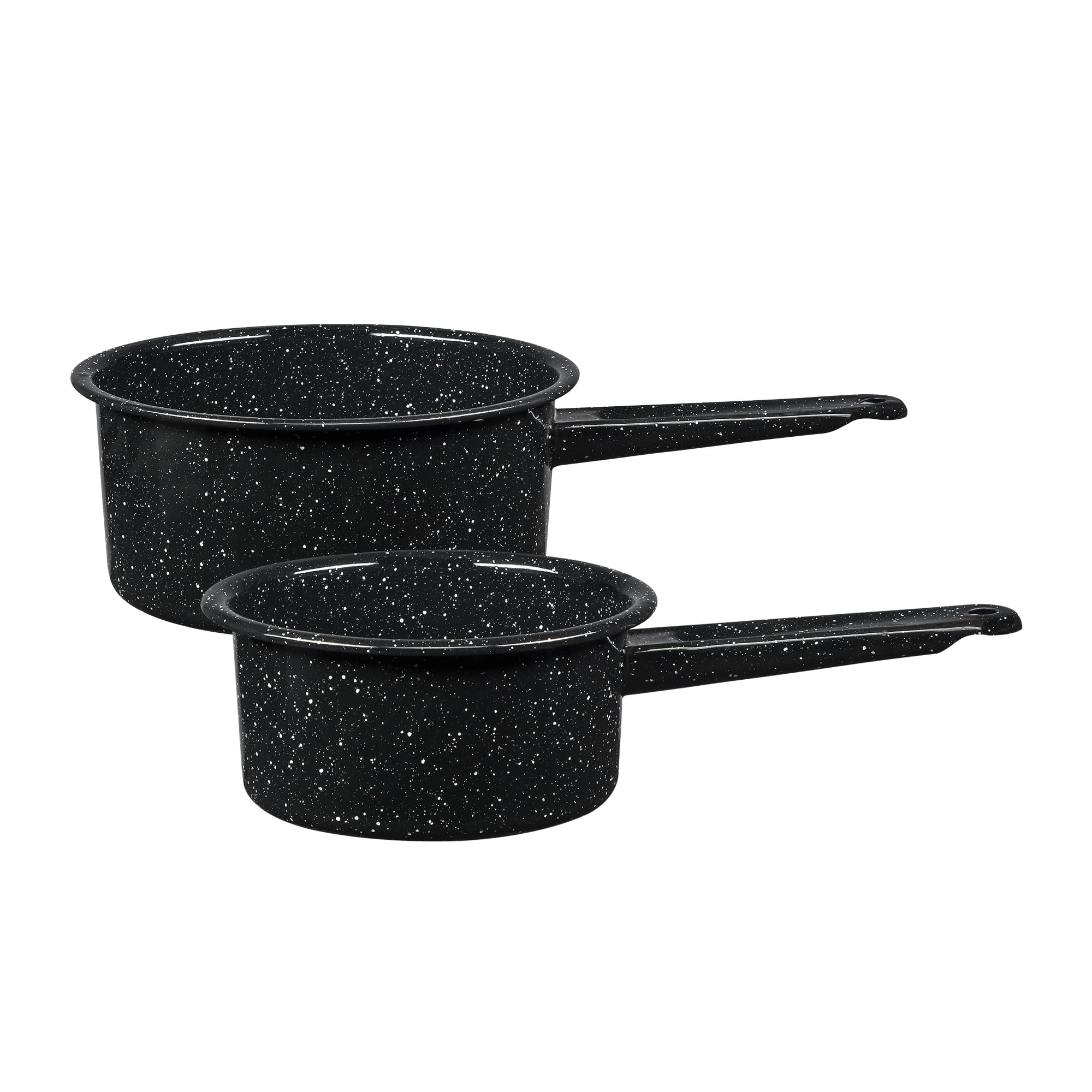 Granite Ware 1 qt and 2 qt Black Nonstick Enameled Steel Saucepan Set
