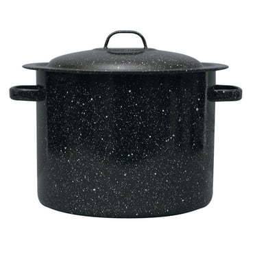 Granite Ware 12-Quart Stockpot, Large Capacity for Soups, Stews, Pasta - Durable Graniteware with Non-Stick Surface for Easy Cleaning - Chip-Resistant & Even Heat Distribution (Speckled Black)