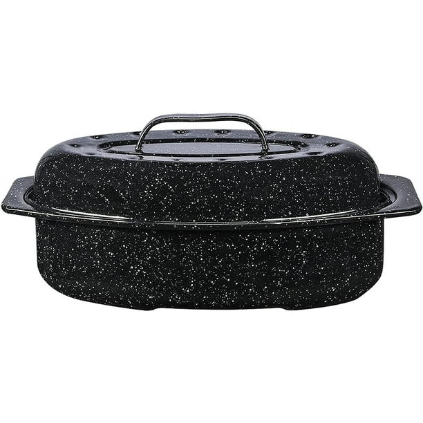 Granite Ware Porcelain Enamel Covered Roaster 7 lb Black Walmart