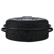 Granite Ware 18" Covered Oval Roaster, 15 Pound Capacity, Roasting Pan
