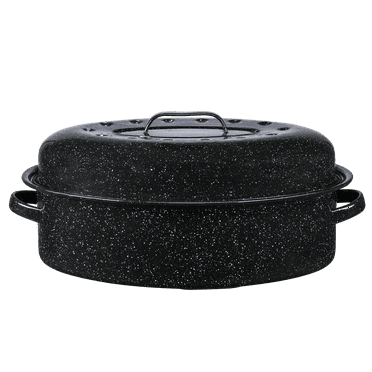 Granite Ware 18" Covered Oval Roaster, 15 Pound Capacity, Roasting Pan