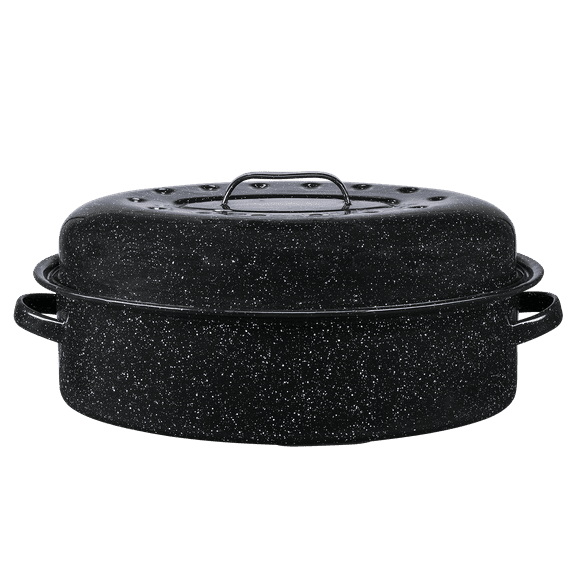 Granite Ware 18" Covered Oval Roaster, 15 Pound Capacity, Roasting Pan