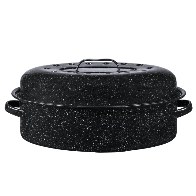 Granite Ware 18" Covered Oval Roaster, 15 Pound Capacity, Roasting Pan
