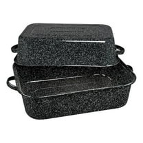 Granite Ware 21 in Oven Rectangular Roaster with lid. (Speckled Black) - Accommodates up to 25 lb poultry or roast.