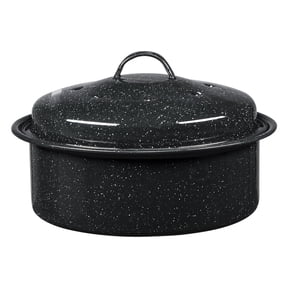 Granite Ware 3 lb. Capacity Covered Round Roaster, Speckled Black Enamel on Steel