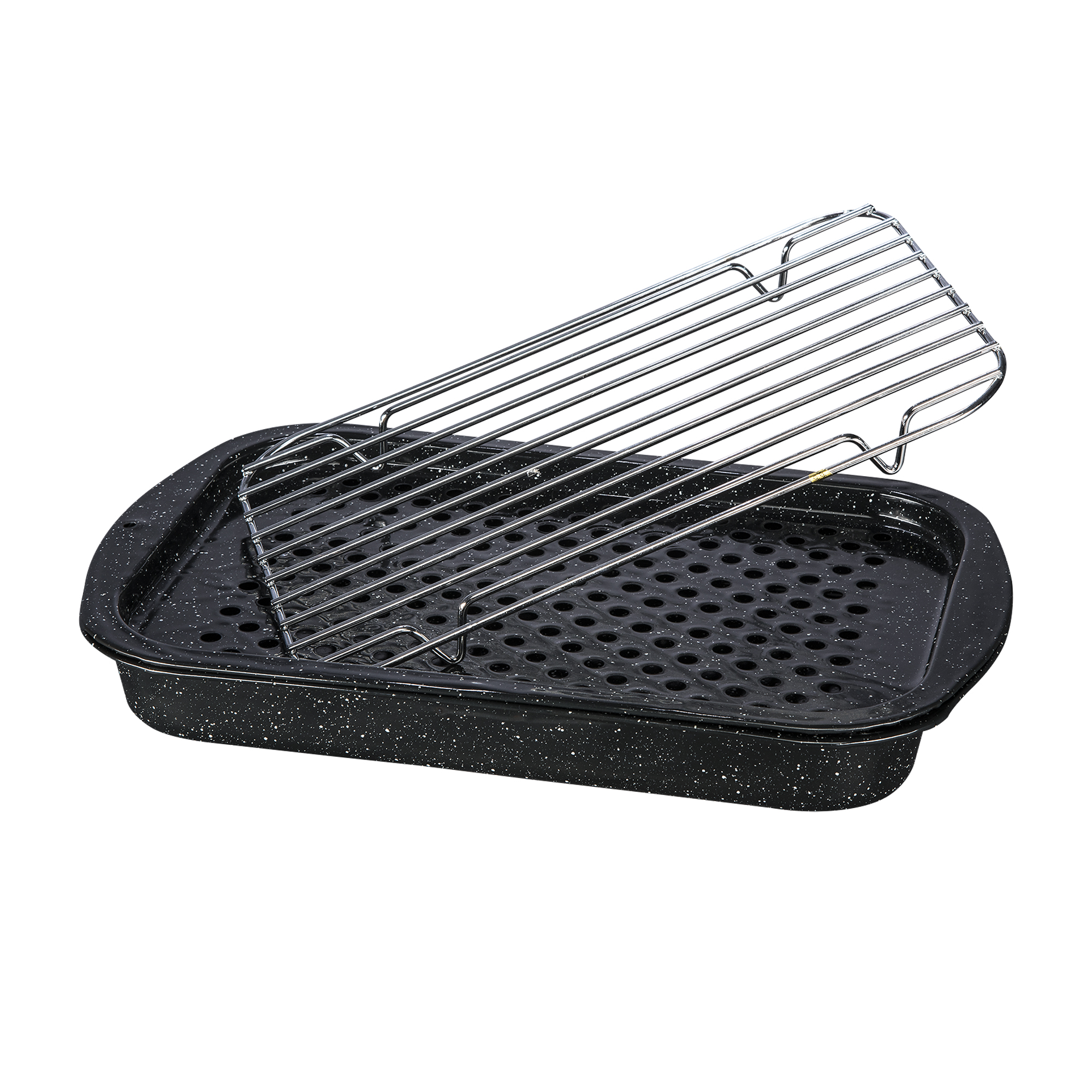 Granite Ware 3 piece multiuse set. Enameled steel bake, broiler pan, and grill with rack. Versatile for oven and direct fire cooking. Resists up to 932°F - image 1 of 6