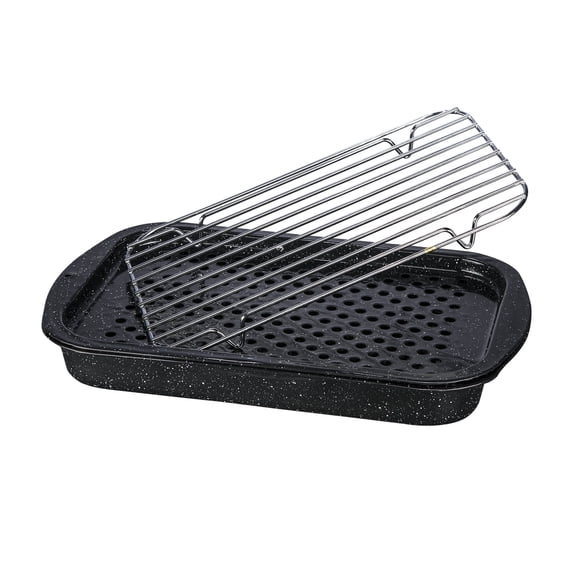 Granite Ware Roasting 8.11 in x 5.06 in Rectangle Nonstick Enameled Steel Roasting Pan & Rack Set of 3