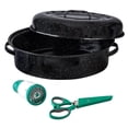 thumbnail image 1 of Granite Ware 4-Piece 18-in Roasting Set W/Lid, Enameled Steel, Speckled Black, 1 of 7