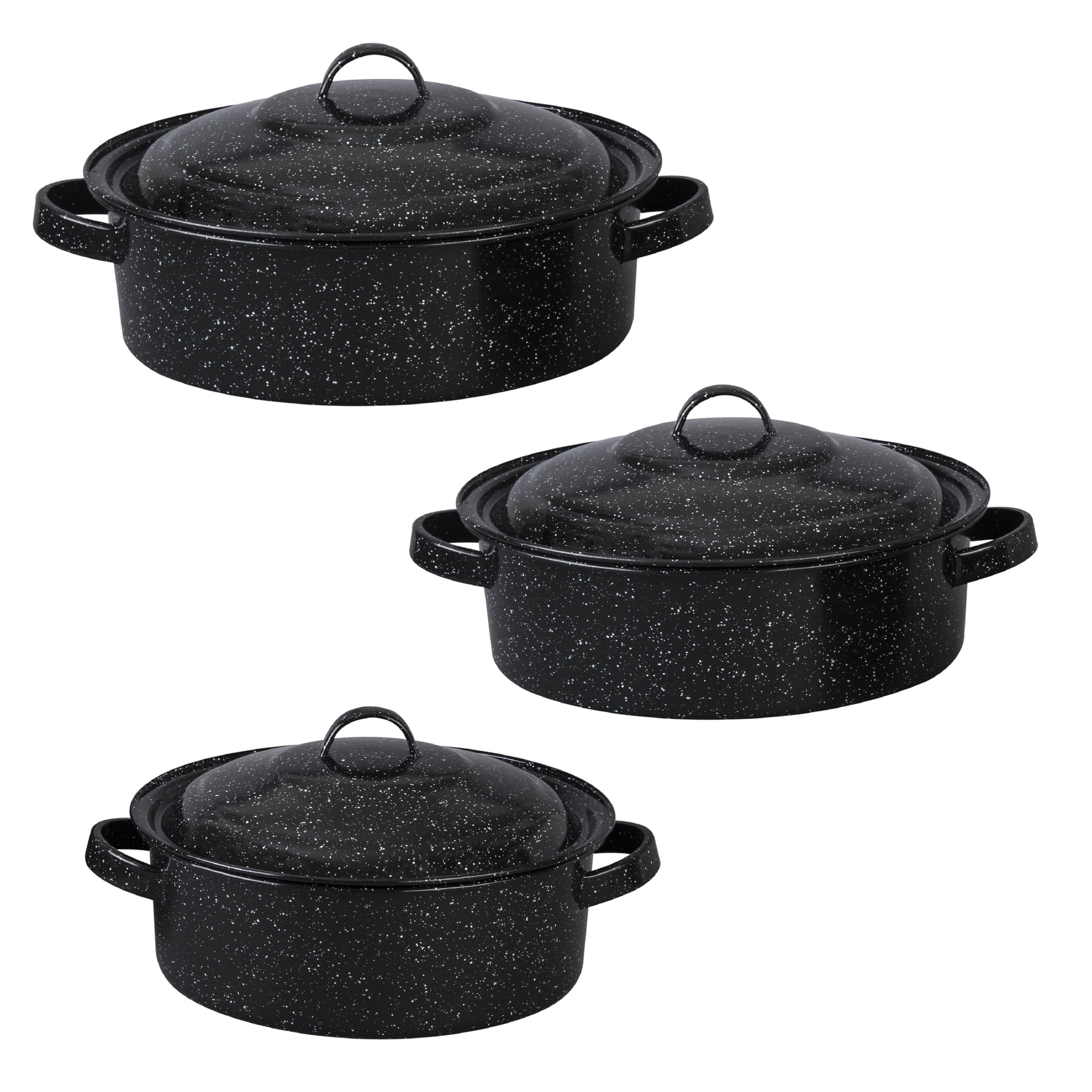 Granite Ware 6-Piece Enameled Steel Casserole Set with Lids, 3/5/6 Qt, Oven Safe to 935°F