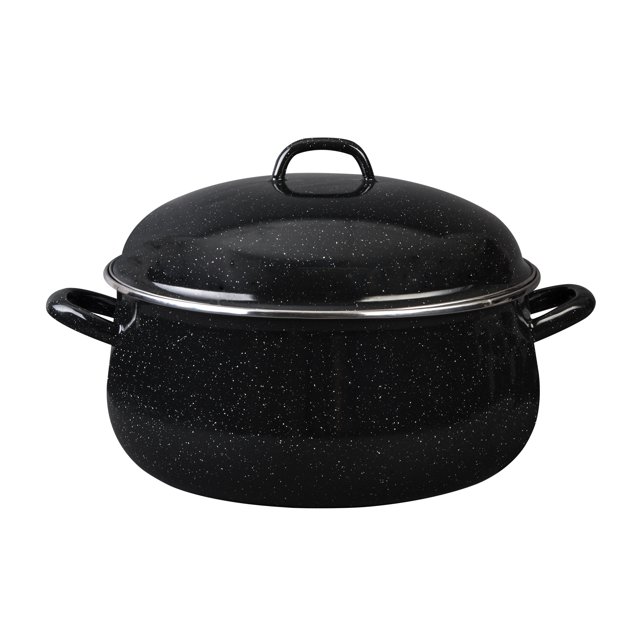 Granite Ware 9.5 Qt Heavy Gauge Dutch Oven with Lid. (Speckled Black) Enamelware. Stainless