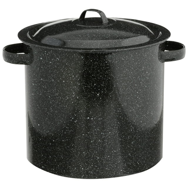 Granite-Ware Enamel on Steel 12 Quart Stock Pot with Lid - Black