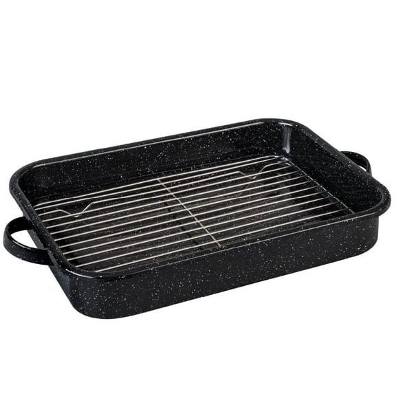 Granite Ware Roasting 19.49 x 13.39 in Rectangular Nonstick Enameled Steel Roasting Pan & Rack