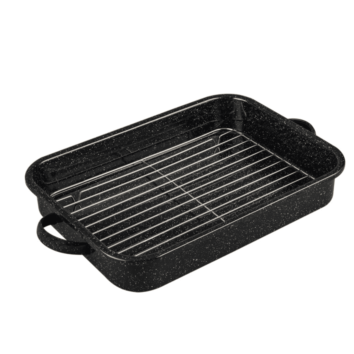 Granite Ware Open Roasting Pan with Flat Rack (Speckled Black