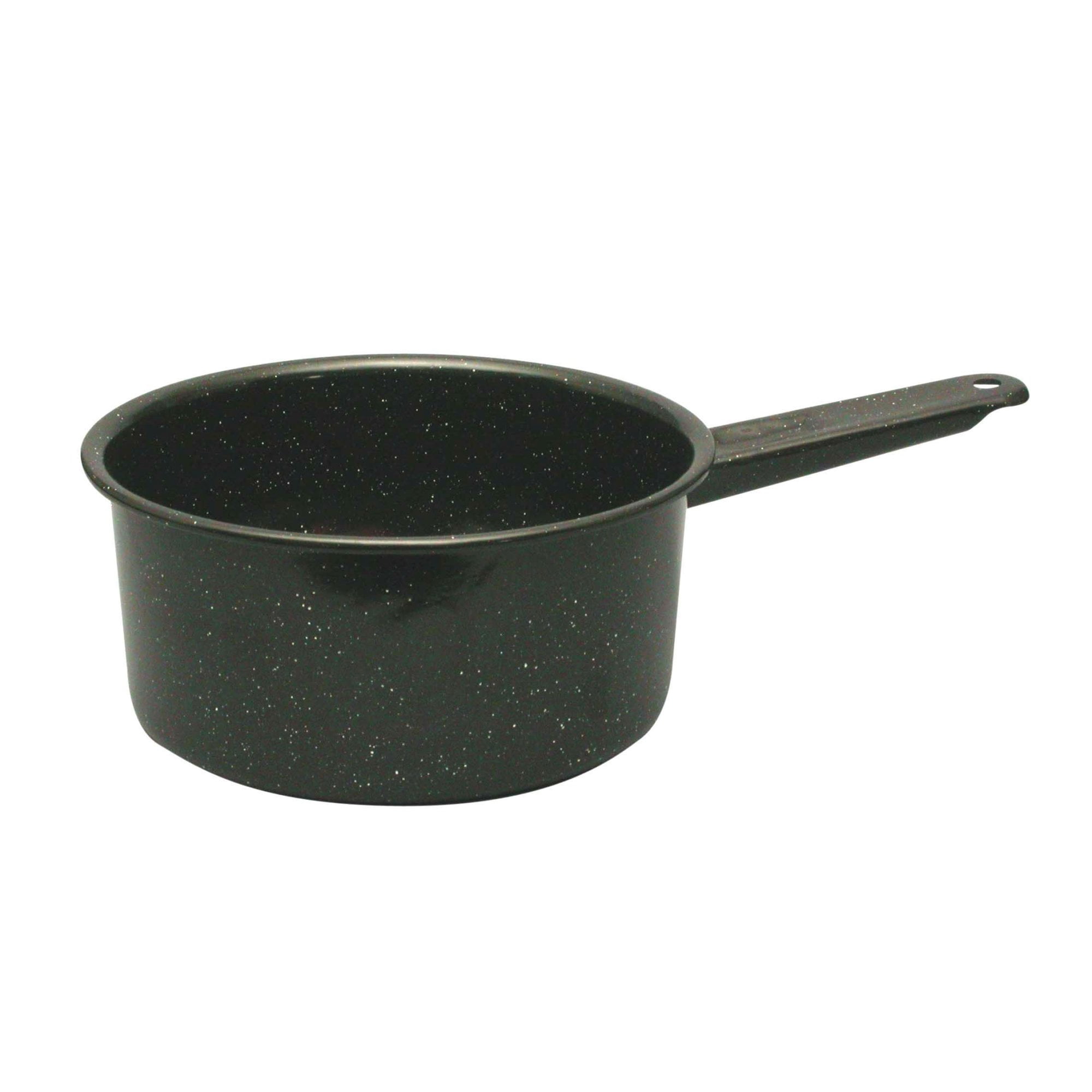 Speckled Black 2-Quart Cast Iron Saucepan with Porcelain Coating