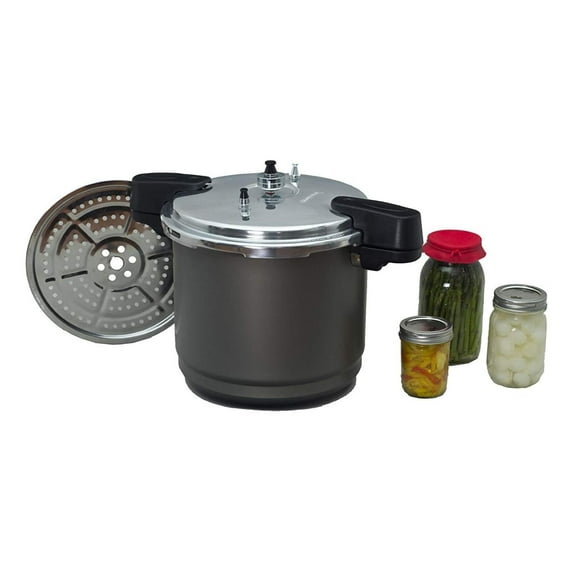 Granite Ware Pressure Canner and Cooker/Steamer, 7 Pint Jars or 8 Half-Pint Jars, 12-Quart, Black