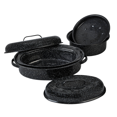Granite Ware Enamel Roasting Set, Oval 13 in/15 in, Round 3 lb. Roaster