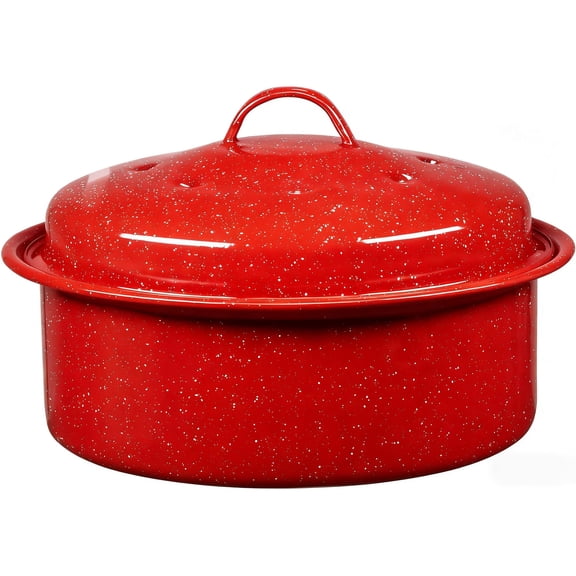 Granite Ware Small Covered Round Roaster, Enamel Steel Mini Roaster Cookware, Dishwasher Safe & PFOA-Free, Even Heat Distribution for Poultry, Meat, Vegetables