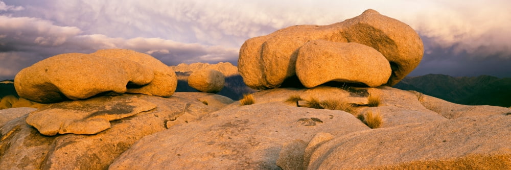 Granite boulders at sunset Mojave National Preserve San Bernardino County California USA Canvas Art - Panoramic Images (6 x 18)