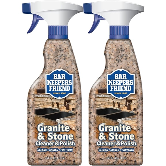 Granite and stone cleaner and polish (25.4 ounces) suitable for natural, man-made, and polished stones, quartz, soapstone, marble - Countertop cleaner and polish (2 pack)