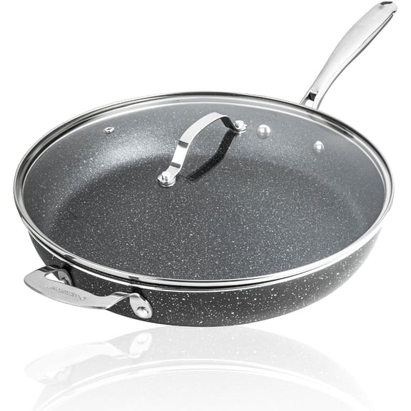 Granitestone 14 Inch Large Frying Pan with Lid, Ceramic Non Stick Frying Pans Skillet, Non Toxic Frying Pans Nonstick for Sauté & Cooking, Oven & Dishwasher Safe