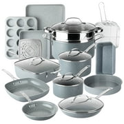 Granitestone Ceraluxe 20 Piece Pots and Pans Set Nonstick Ceramic Cookware Set, Non Toxic, Dishwasher Safe