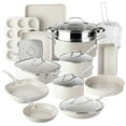 thumbnail image 1 of Granitestone Ceraluxe 20Pcs Ceramic Cookware Set Nonstick, Complete Pots and Pans Set Non Stick with 5 Pc Bakeware Set, Deep Frying Pan Set, & Steamer, Non Toxic, Oven & Dishwasher Safe, Beige, 1 of 8