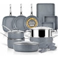 thumbnail image 1 of Granitestone 20 Pc Pots and Pans Set Non Stick, Pots and Pans Ceramic Cookware Set with Square Pan, Pot and Pan Set with Bakeware/Utensils, Non Stick Pots and Pan Set, Oven/Dishwasher Safe, Gray, 1 of 10