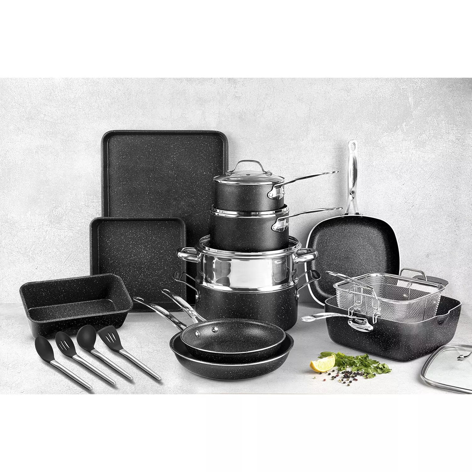 Granitestone 22Piece NonStick Aluminum Cookware Set with Utensils