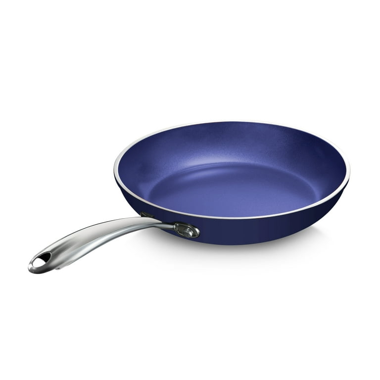 Granitestone 10 Inch Stainless Steel Non Stick Frying Pan, Blue,  Induction/Oven/Dishwasher Safe