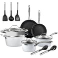 thumbnail image 1 of Granitestone 15 Piece Pots and Pans Set Nonstick Cookware Set, Pot and Pan Set, Kitchen Cookware Sets, Induction Cookware Set, Frying Pan Set, Pot Set Induction Cookware, Dishwasher Safe, Cream White, 1 of 9