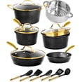 thumbnail image 1 of Granitestone 15 Pc Hammered Pots and Pans Set Non stick Cookware Set Pot and Pan Set Nonstick with Utensils, Induction Ready & Dishwasher Safe, Charleston Collection, Black, 1 of 7